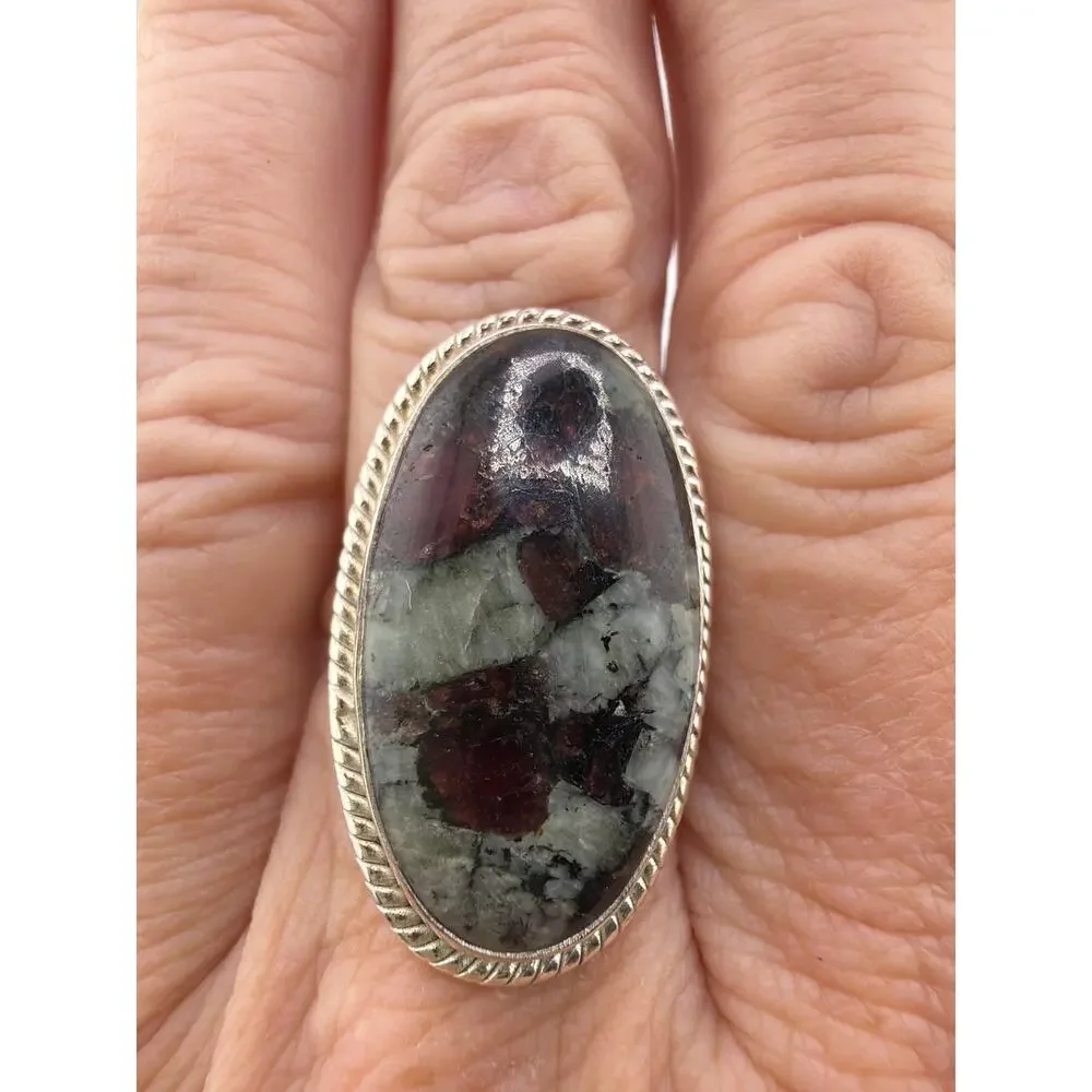 Eudialyte Sterling Silver Ring Artisan Jewelry 8.5